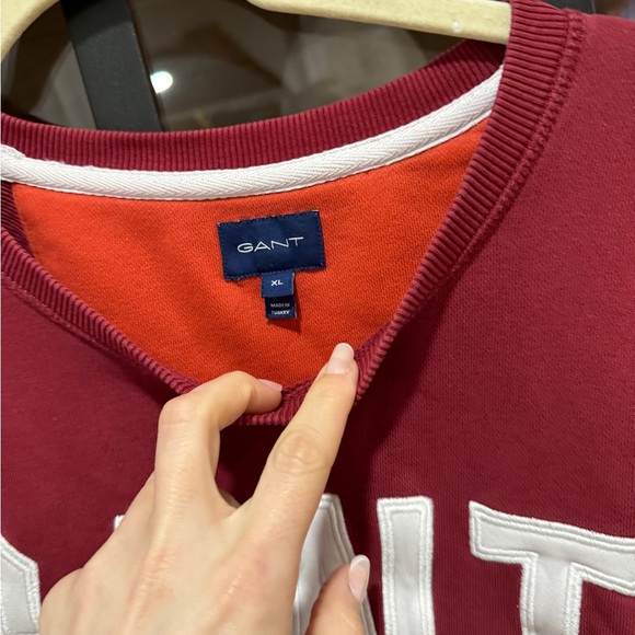 GANT College sweatshirt crewneck mahogany red ribbed pullover varsity logo parke - Picture 3 of 5